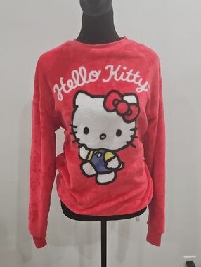 Hello Kitty Pink and White Plush Crewneck